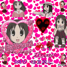 a picture of a girl with the words girlfriend lover my girl on it