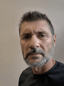 a man with a beard wearing a black shirt
