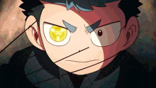 a close up of a cartoon character 's face with a coin in his eye that reads 12:56