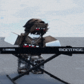 a person is playing a yamaha keyboard on a stand