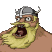 a cartoon of a man with a beard and horned helmet