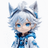 a little girl with white hair and blue eyes