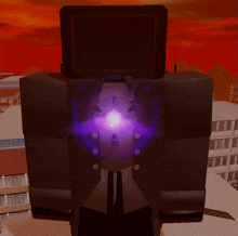 a video game character with a purple light coming out of his chest