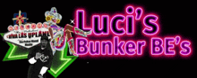 luci 's bunker be 's neon sign with a man standing in front of it