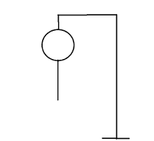 a black and white drawing of a pole with a circle in the middle of it .