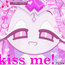 a picture of a cartoon character with the words kiss me