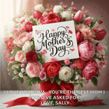 a happy mother 's day card with a bouquet of flowers