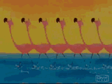 flamingos cartoon synchronized