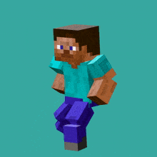 a minecraft character with blue eyes and blue pants
