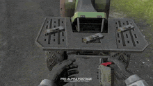 an advertisement for pre-alpha footage features a gameplay not revealed