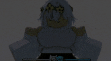 a girl with a flower crown on her head is standing in front of a screen that says ' fnf ' on it