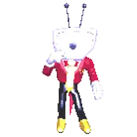 a pixel art drawing of a man with a television head