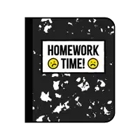 a black binder with the words homework time on it