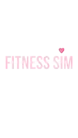 a logo for fitness sim with a pink heart