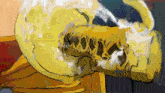 a drawing of a skull with smoke coming out of it 's mouth
