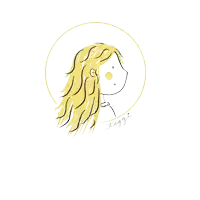 a drawing of a woman with long blonde hair and the name keggi