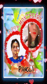 a picture of a man and a woman with the words happy monthary on it