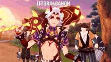 a video game character with the name ittorin canon on the bottom