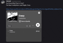 a screenshot of freddy solar 's crazy album playing on spotify