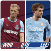 two soccer players wearing jerseys that say ' betway ' and ' 32red ' on them