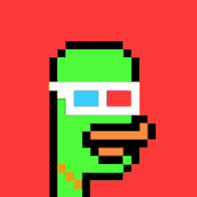 a pixel art of a duck with green hair
