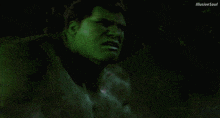 a close up of the face of a green hulk with the words illusive soul below it