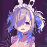 a pixel art of a girl wearing a maid costume