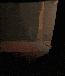 a drawing of a room with a pillar and a lamp with the number 4 on it