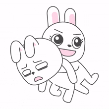 white rabbit couple tired carrying
