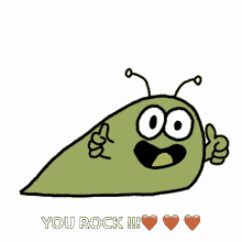 a cartoon slug giving a thumbs up with the words you rock written below it