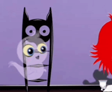 a cartoon of a ghost and a black cat standing next to each other