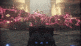 a video game is being played and a monster is coming out of the screen