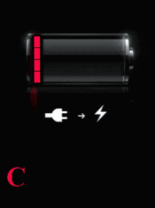 a black background with a red and green battery display