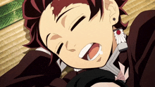 a cartoon character with a flower earring is laying down