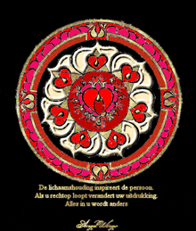 a circular design with a heart in the center and the words de lichaamshouding inspireert de persoon