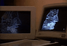 a computer monitor displays a 3d image of a face