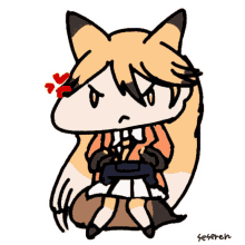 a drawing of a fox with a flower in her hair and the name seseren on the bottom right