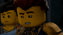 a close up of a lego figure with his eyes closed and his mouth open