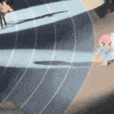a blurred image of a person standing on a runway