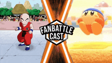 a poster for a fan battle cast with a cartoon character