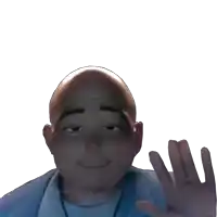 a cartoon character with a bald head is waving