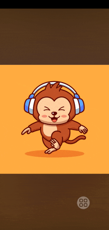 a cartoon monkey wearing headphones and dancing