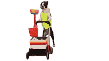 clean up time janitor dog cleaning cart the pet collective