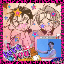 a picture of a boy and a girl with the words i love my boyfriend