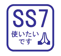 a blue square with ss7 written in white