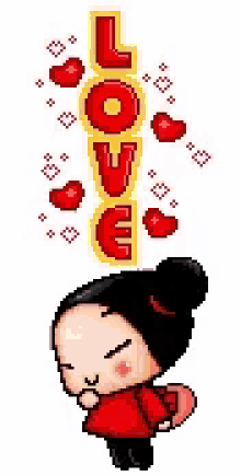 pucca hearts love i love you