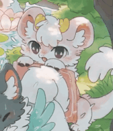 a cartoon drawing of a cat holding a book in its paws