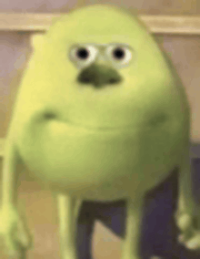 a close up of a cartoon character with a bird 's face .