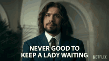 Never Good To Keep A Lady Waiting Diego Hargreeves GIF - Never Good To Keep A Lady Waiting Diego Hargreeves David Castaneda GIFs