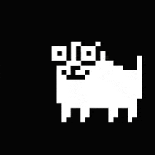 a pixel art of a dog on a black background